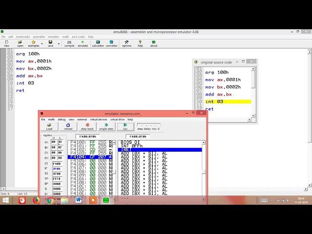 assembly language programming(ADD TWO 16 BIT NUMBERS)