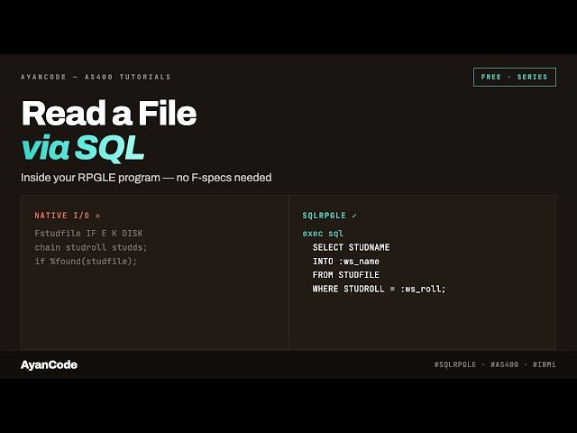 SQLRPGLE - How to read a file using SQL query in RPG Program