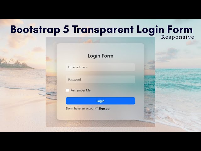 Responsive Login Form with BOOTSTRAP 5 | Transparent Login form with Glass & hover Effect