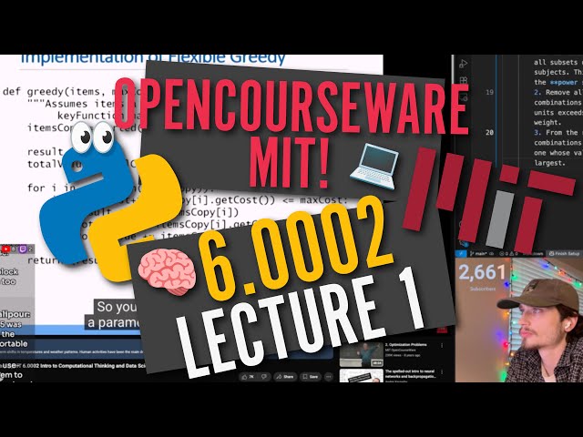 MIT 6.0002 Watchalong | Lecture 1: Introduction and Optimization Problems | Livestream Rewatch!