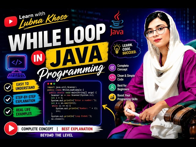 While Loop in Java Programming #whileloop #javaprogramming #LearnwithLubnaKhoso