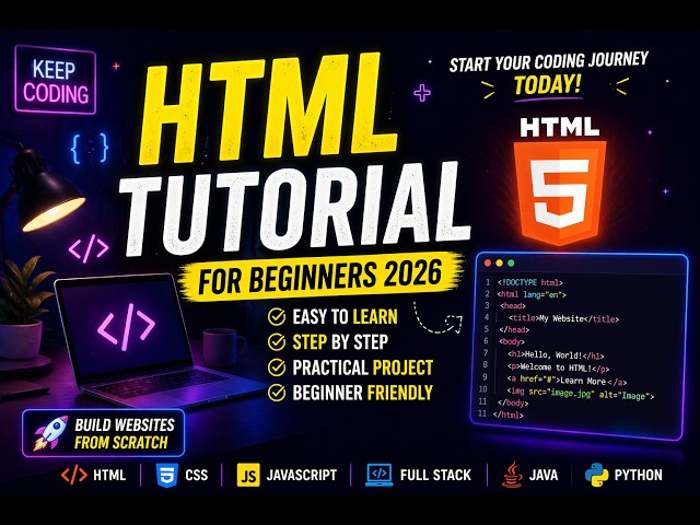 HTML Tutorial for Beginners 2026 | Learn HTML Full Course Step by Step (Part 1)🔥