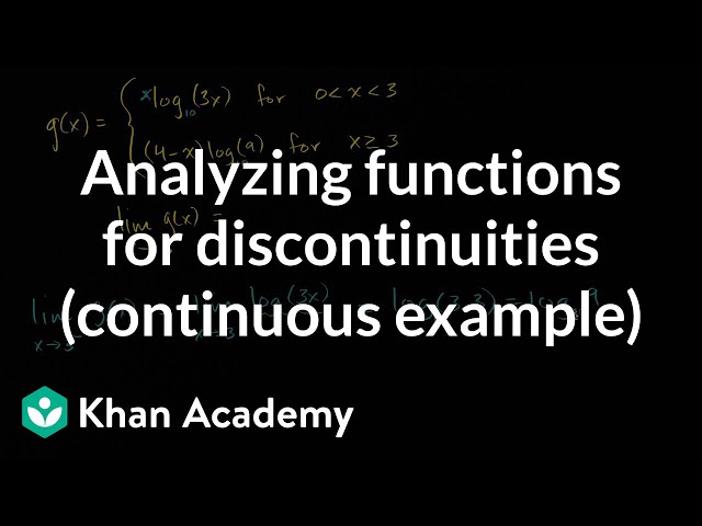 Analyzing functions for discontinuities (continuous example) | AP Calculus AB | Khan Academy
