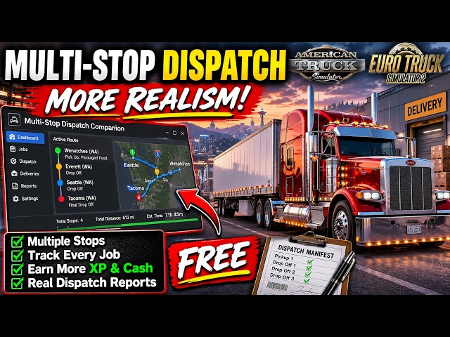 🚛 This FREE ATS & ETS2 Plugin Adds INSANE Realism! | Multi-Stop Dispatch Companion