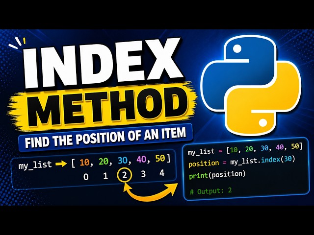 Index method in python | index function | python lists methods | beginners tutorial