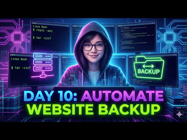 Day 10 Linux Bash Scripts| KobeCloud 100 Days of Development Automate Website Backup with  Script
