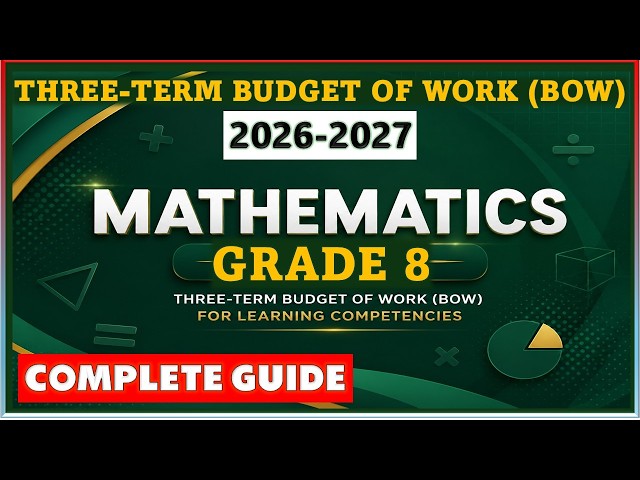 Budget of Work (BOW) in Mathematics for Grade 8, School Year 2026–2027