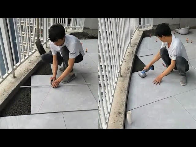 Young Man with great tiling skills -Great tiling skills -Great technique in construction PART 68