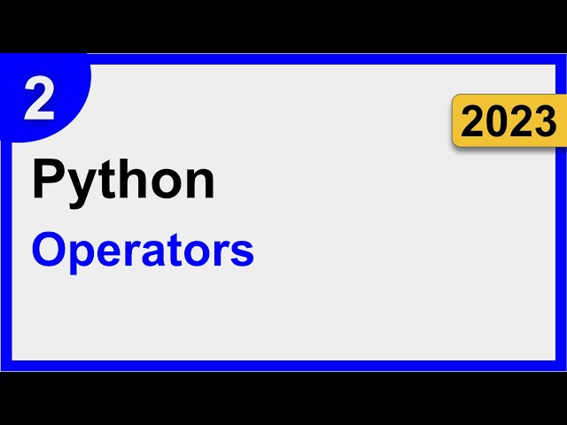 2 | Operators | Python for Complete Beginners
