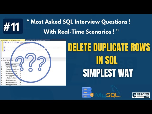 How to remove Duplicate Data in SQL | SQL Query to remove duplicate | InsightEdge Labs