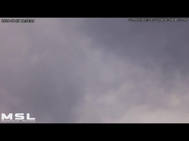 🔴 LIVE: Mayon Volcano Eruption, PH (SSW view) [RPi ircut-v2cam] 23:30 Jul-12-2026 (PST)