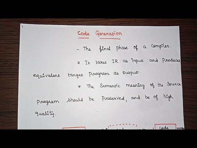 L:33 Issues in the design of Code Generator (Code Generator) | Compiler Design