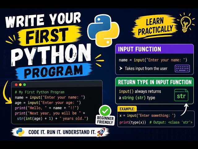 #4-Python Tutorial for Beginners  | Add Two Numbers Using Input() Function  Input Function Explained