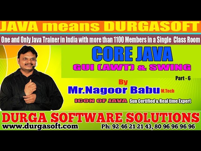 Core Java || "GUI (AWT & SWING) "|| Part - 6 by Nagoor Babu Sir