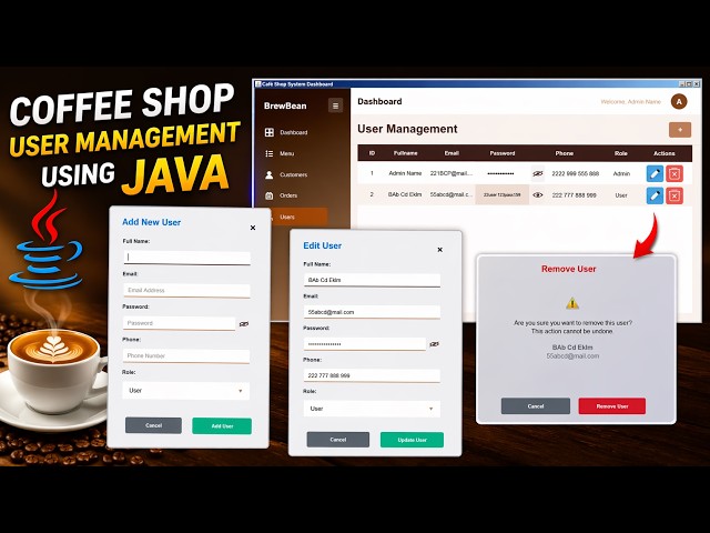 Java Coffee Shop System - Users Form