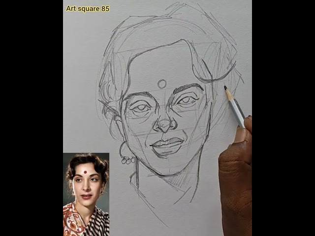 Nargis Datta portrait Drawing with Andrew loomis Method // portrait drawing tutorial for beginners