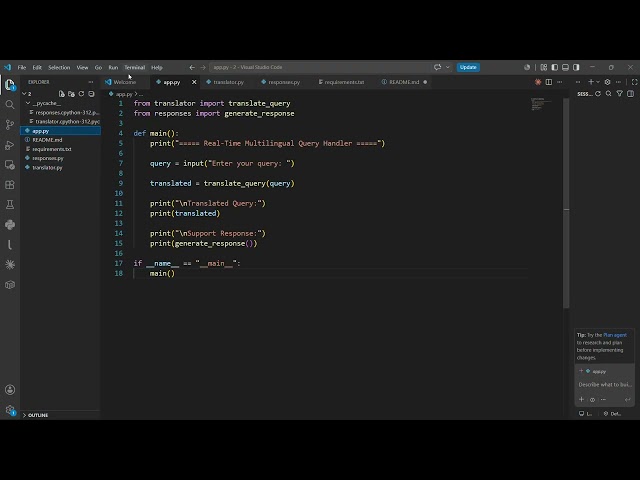 Real-Time Multilingual Query Handler | Python Project | HiDevs
