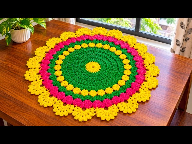 Make very easy and beautiful thalposh design from wool/how to make crochet thalposh #trending #viral