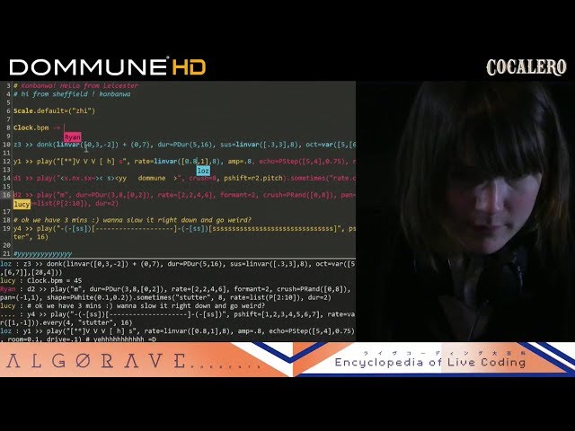 DOMMUNE Tokyo - live coding performances - algorave tokyo x yorkshire