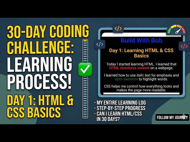 Learning HTML & CSS Step by Step | Beginner Web Development Day 1 | Build With Bob