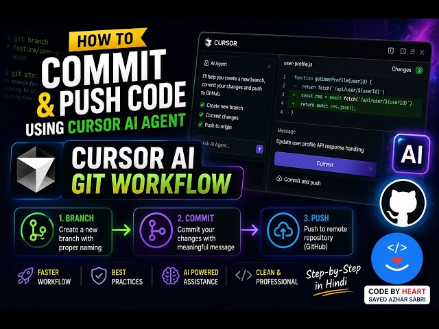 How to Commit & Push Code Using Cursor AI Agent | Create Branch, Git Workflow & Rules Setup