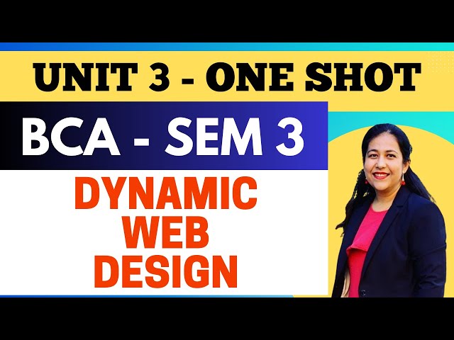 Dynamic Web Designing (PHP) Unit - 3 One Shot | BCA Semester - 3