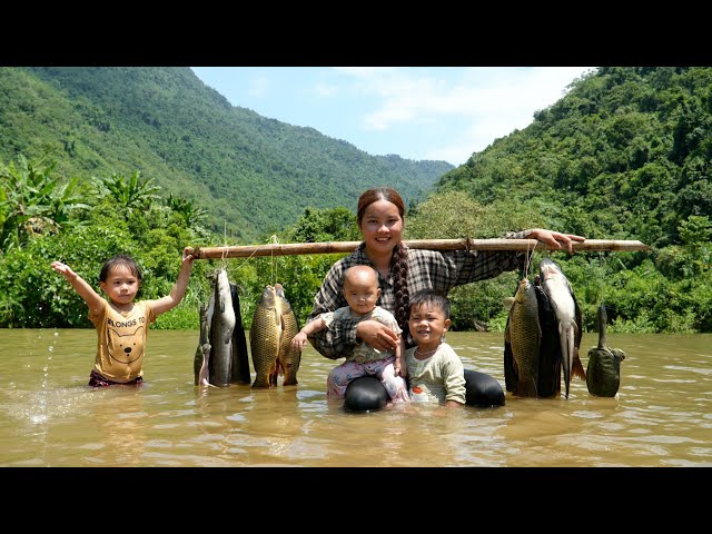 How to set traps and catch river fish overnight for sale – Cooking soft-shell turtle for the kids