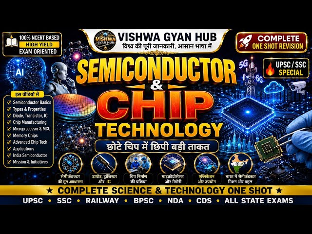 Semiconductor & Chip Technology 🔥 | Semiconductor One Shot | UPSC SSC Railway | Science & Technology