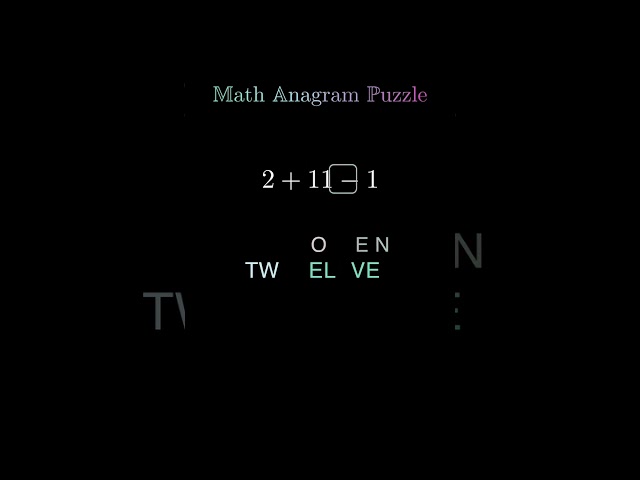 2 + 11 − 1 = 12 Math Anagram Puzzle | Genius Number Word Trick #maths #puzzle #anagram #ytshorts