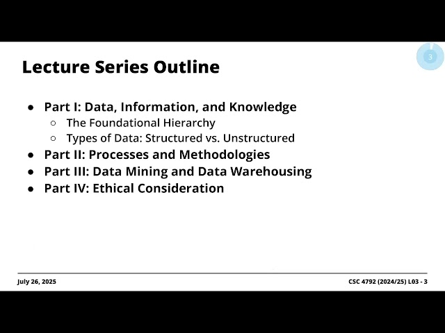 2024/25  CSC 4792 | Lecture Series #03: Concepts, Foundations and Ethics | July 27, 2025