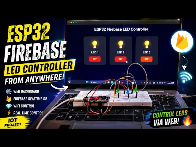 🚀 Control ESP32 from Anywhere Using Firebase & HTML Web Dashboard | Real-Time IoT Project 🌍
