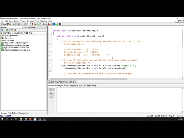 DataInputStream and DataOutputStream