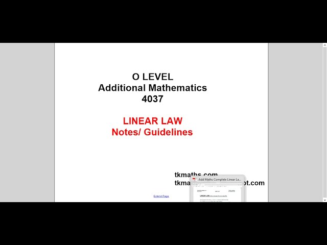 Add Maths Linear Law Notes