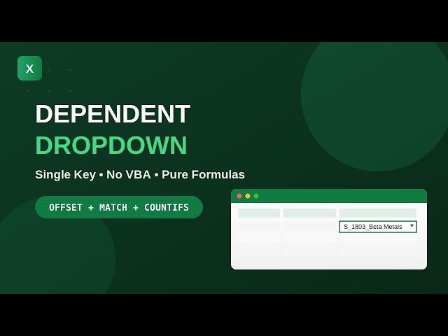 Single-Key Dependent Drop-Down Lists in Excel (Without VBA)