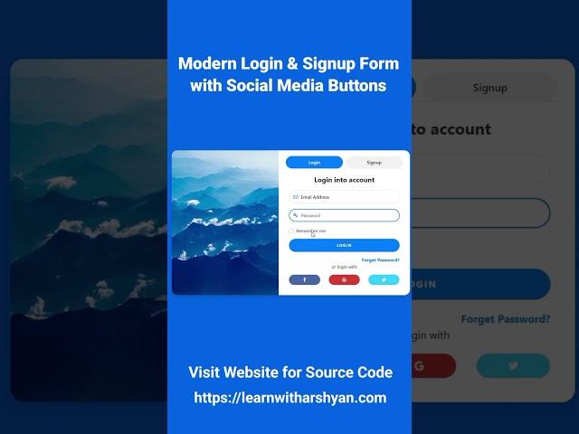 Modern Login & Signup Form with Social Media Buttons | HTML CSS Bootstrap Responsive Design #htmlcss