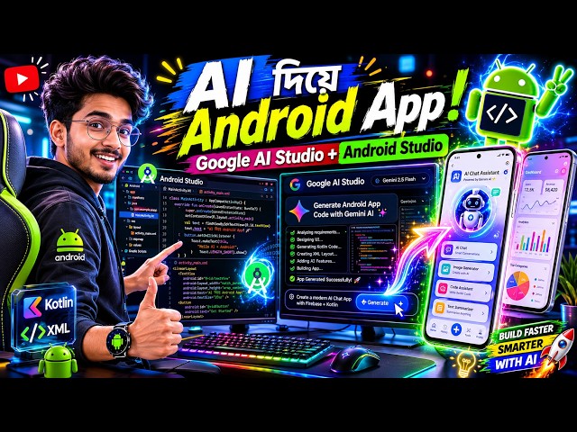 Build Android Apps with Google AI Studio + Android Studio | Complete Beginner Tutorial (2026)🎯