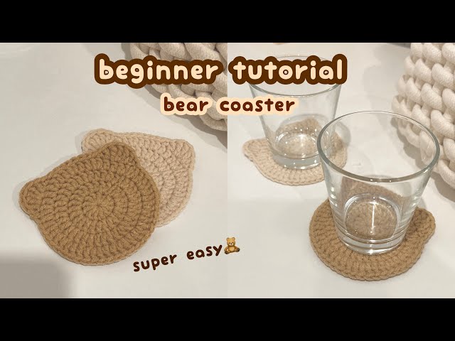 crochet bear coaster🧸crochet beginner tutorial | how to crochet | first crochet project tutorial