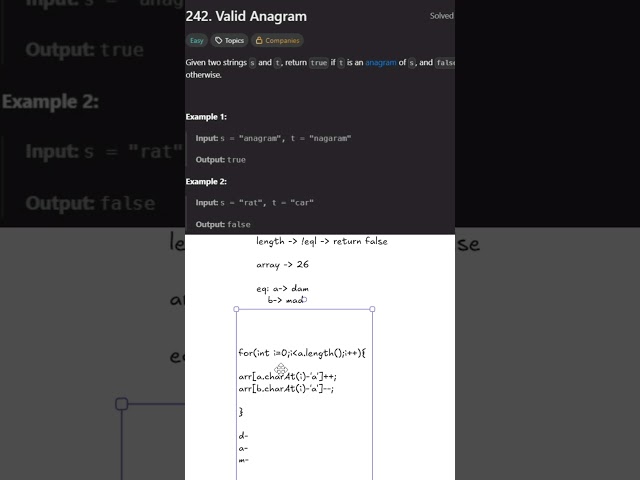 Leetcode 242 | Valid Anagram | Tamil#leetcode#tamil#java#programming#coding#interviewpreparation