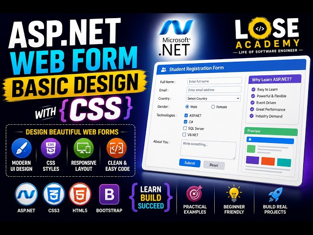 ASP.NET Web Forms Login Page Design Using CSS  Tutorial 5 | Beautiful Login Form | C# | Hindi
