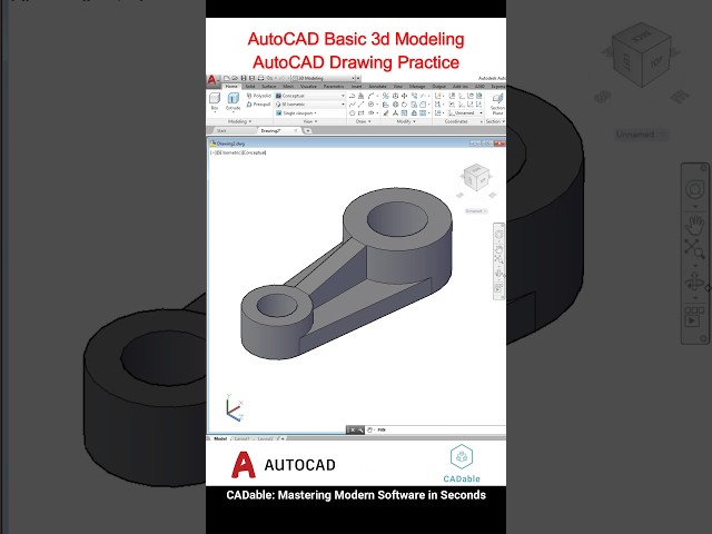 AutoCAD Basic 3D Modeling | AutoCAD Drawing Practice #AutoCADDrawingPractice #CADable #autocad3d