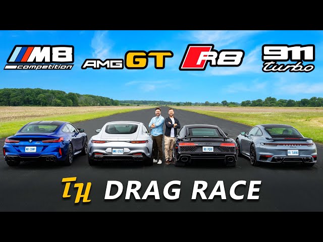 New AMG GT vs M8 Comp vs Audi R8 vs 911 Turbo // DRAG & ROLL RACE