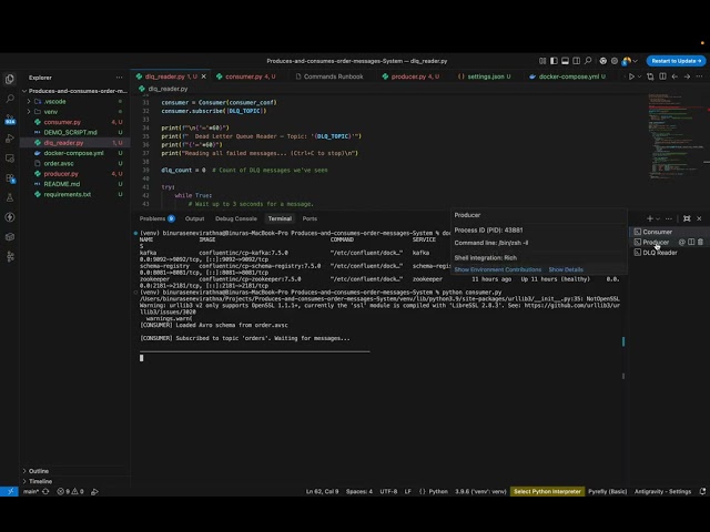 Produces-and-consumes-order-messages-System