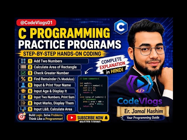 C Programming Practice Programs | 9 Beginner C Programs Explained in Hindi | Practice Set 1