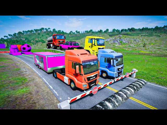 TRANSPORTING PIXAR CARS & FRUITS WITH COLORED & JOHN DEERE vs CLAAS vs TRACTORS - BeamNG.drive #1189