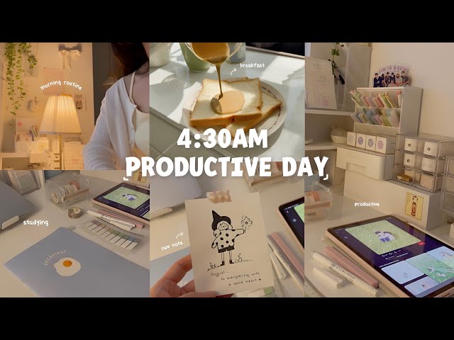 4:30 AM MORNING PRODUCTIVE 🌷 study vlog, morning routine, new note, romanticizing life˚ ༘