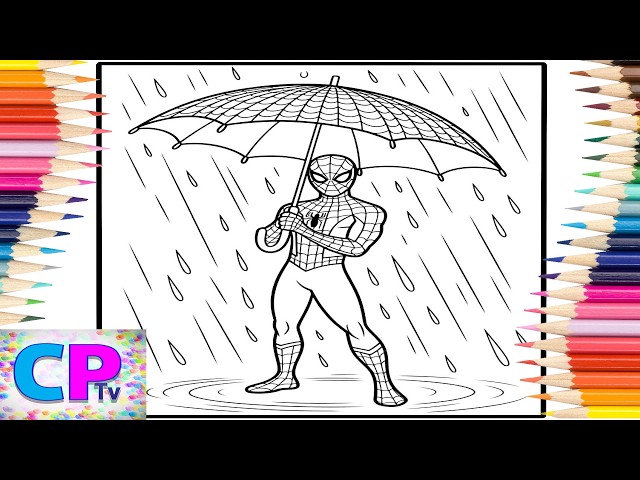 Spiderman in the Rain/Spiderman Holding an Umbrella/Art Therapy/Relaxing Video/Drawing Art