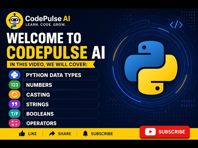 Python Full Tutorial for Beginners | Data Types, Numbers, Casting, Strings, Booleans, Operators