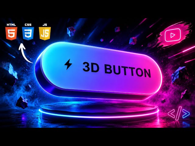 🔥 I Created This 3D Button Using HTML, CSS & JavaScript! | Modern UI Animation.