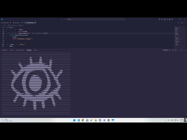 moving ascii eye with python (coding slop)