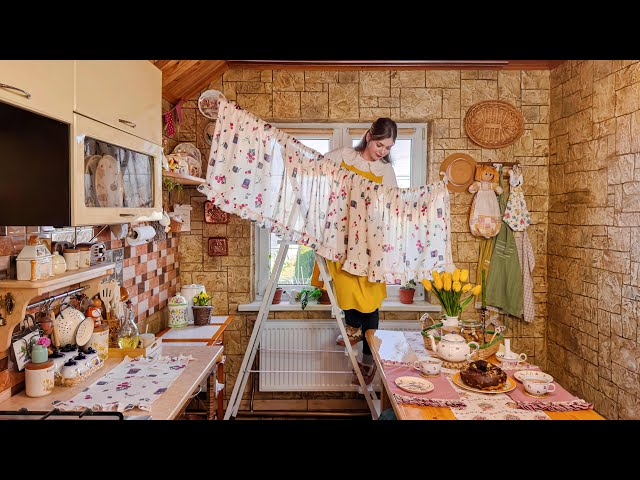 Finding Joy in Countryside Living | First Spring Work in the Cottage Garden | Sewing a Curtain